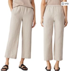 Eileen Fisher Organic Linen Straight Pants in Tan Neutral